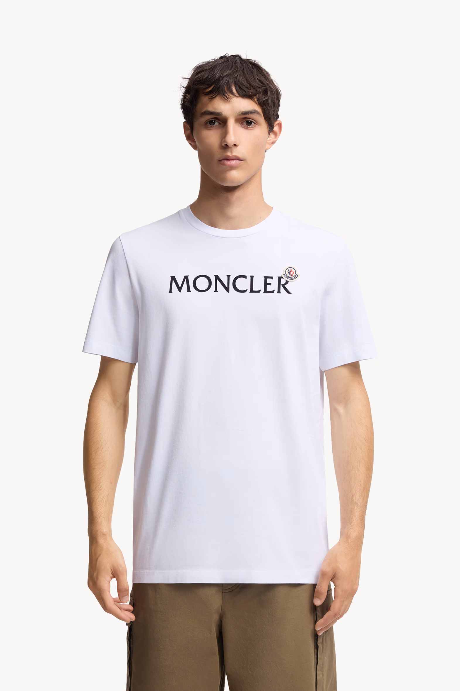 T-shirt en coton à logo floqué Hommes Blanc Moncler 3